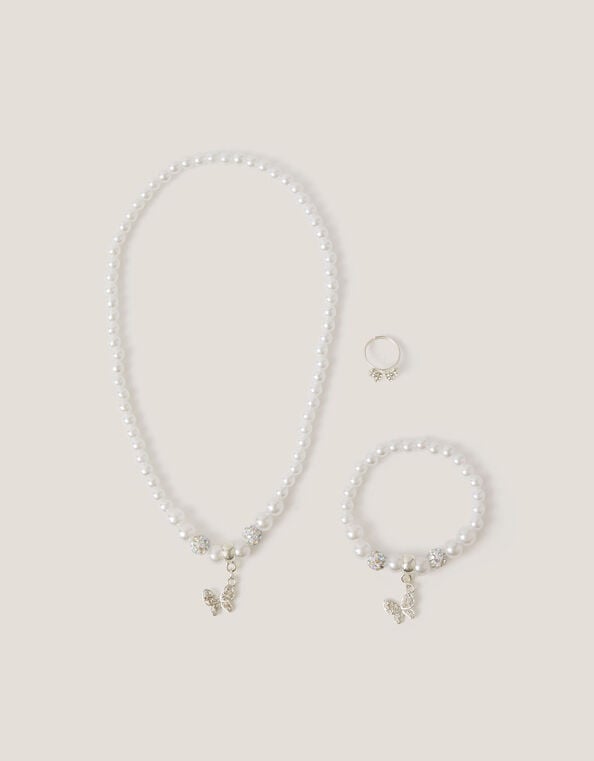 Pearly Butterfly Bridesmaid Jewelry Set, , large