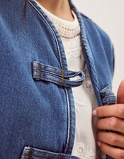 Lauren Knot Denim Jacket, Blue (MID AUTHENTIC BLUE), large