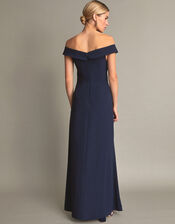 Beatrice Crepe Bardot Maxi Dress, Blue (NAVY), large