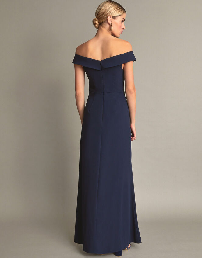 Beatrice Crepe Bardot Maxi Dress, Blue (NAVY), large
