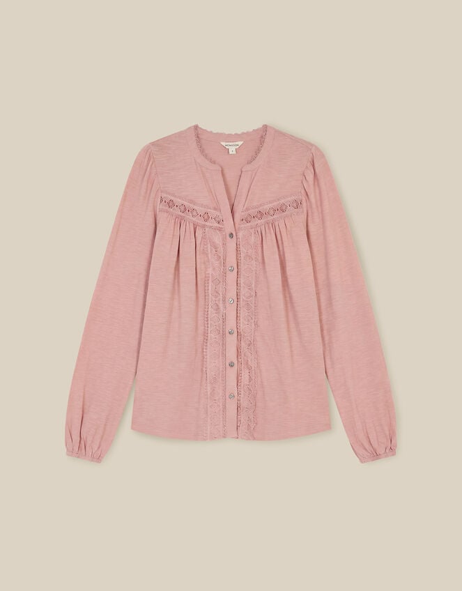 Jen Lace Jersey Blouse, Pink (BLUSH), large