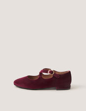 Dana Velvet Mary Jane Ballet Flats , Red (BURGUNDY), large