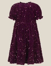 Fenella Sequin Velvet Party Dress, Purple (PURPLE), large