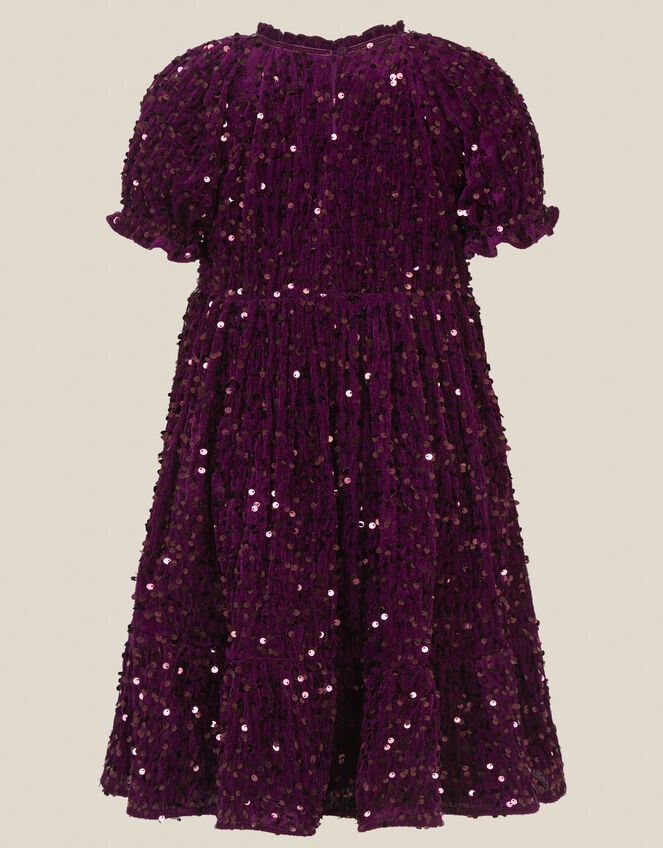 Fenella Sequin Velvet Party Dress, Purple (PURPLE), large