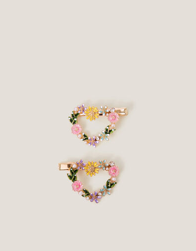 2-Pack Floral Heart Hair Clips, , large