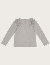 Owl Long Sleeve T-Shirt in Sustainable Cotton, Grey (GREY), large