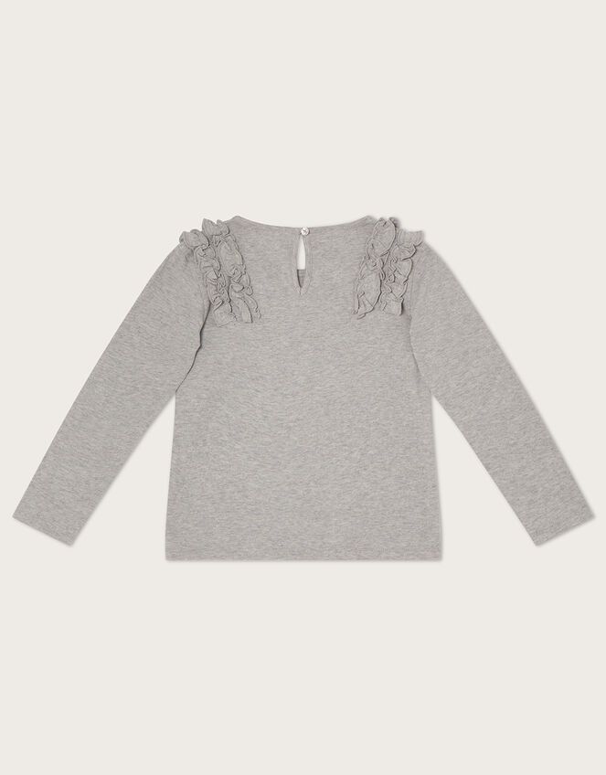 Owl Long Sleeve T-Shirt in Sustainable Cotton, Grey (GREY), large
