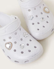 Bridesmaid Sparkle Charm Clogs, Ivory (IVORY), large