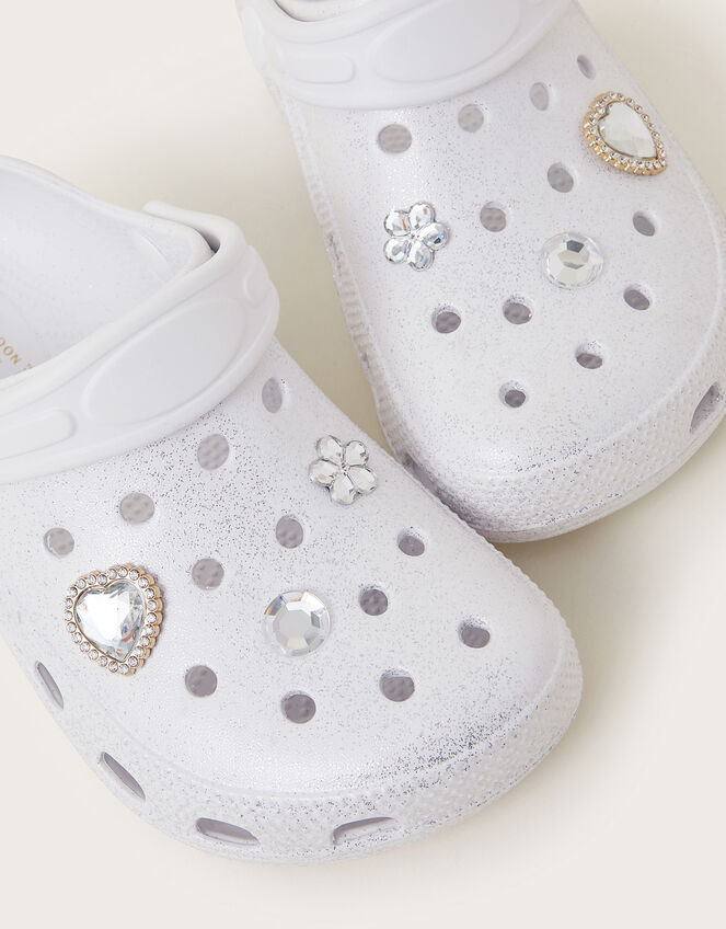 Bridesmaid Sparkle Charm Clogs, Ivory (IVORY), large