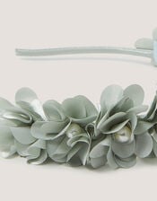 Corsage Floral Pearl Headband, Green (SAGE), large