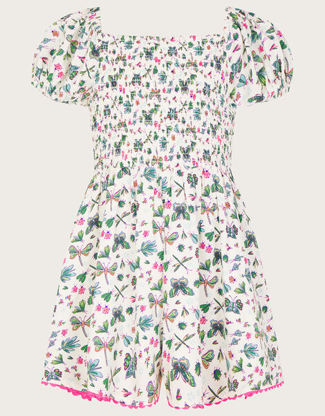 Dragonfly Shirred Playsuit , Green (GREEN), large