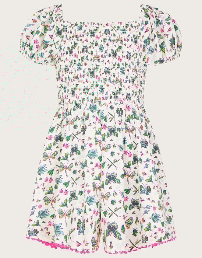 Dragonfly Shirred Playsuit , Green (GREEN), large