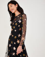 Jacque Star Midi Dress, Black (BLACK), large