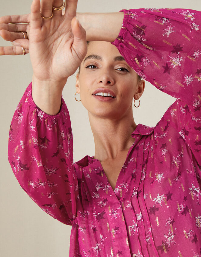 Effie Jacquard Blouse, Pink (PINK), large
