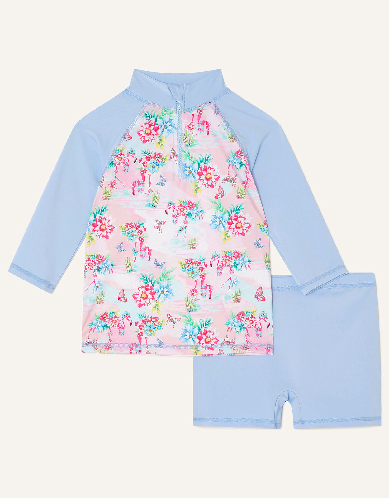 Flamingo Print Swim Set Green Girls Beach Swimwear Monsoon Global