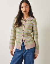 Fawn Fair Isle Cardigan, Green (GREEN), large