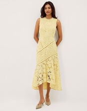 Gianna Sleeveless Lace Midi Dress, Yellow (YELLOW), large