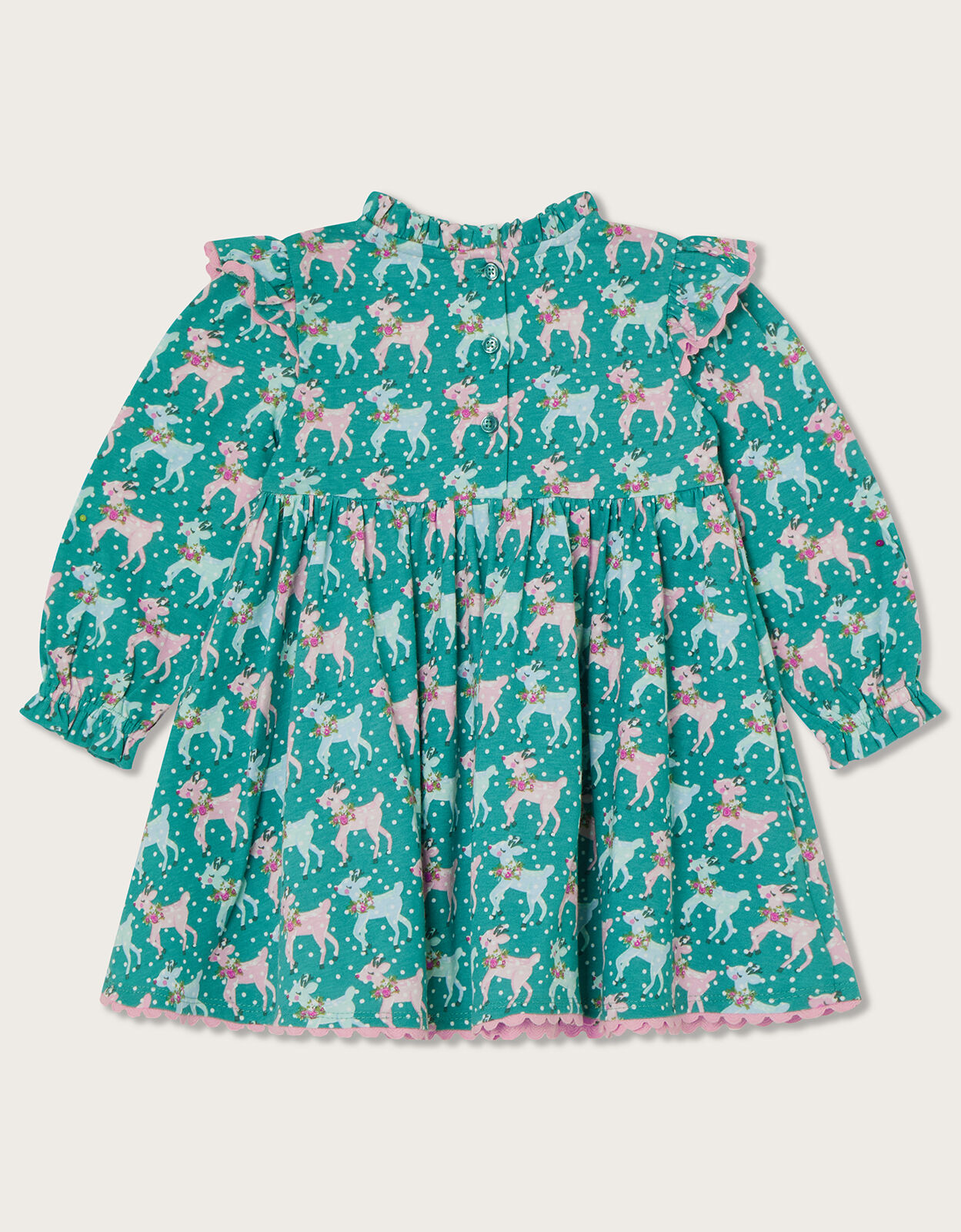 Baby Reindeer Jersey Dress in Sustainable Cotton Teal