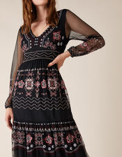 Atelier Heather Embroidered Maxi Dress, Black (BLACK), large