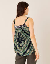 Holly Printed Cami with Organic Cotton, Blue (BLUE), large