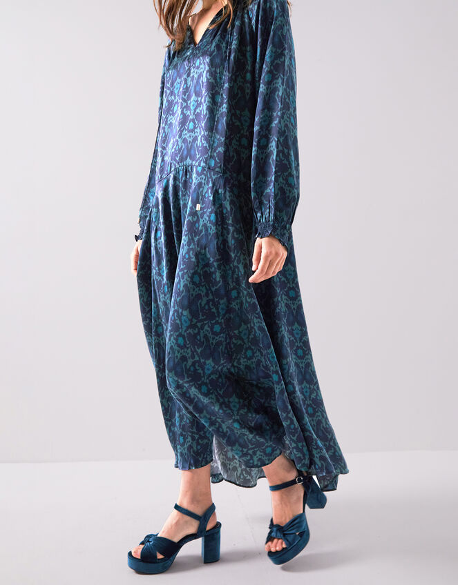 East Bridget Print Long Sleeve Maxi Dress, Teal (TEAL), large