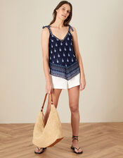 Claudia Print Cami in LENZING™ ECOVERO™ , Blue (NAVY), large