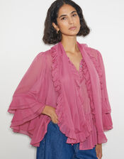 Anais Ruffle Blouse, Pink (ROSE), large
