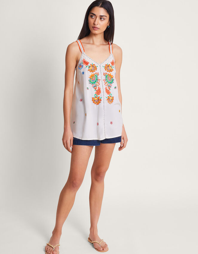Felicity Embroidered Cami, Ivory (IVORY), large