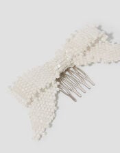Beaded Bow Comb Hair Clip, , large