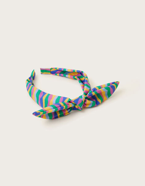 Rainbow Stripe Bow Headband, , large