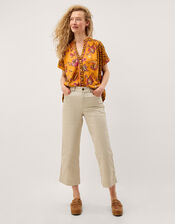 Zainab Floral Print Jersey Top, Orange (ORANGE), large