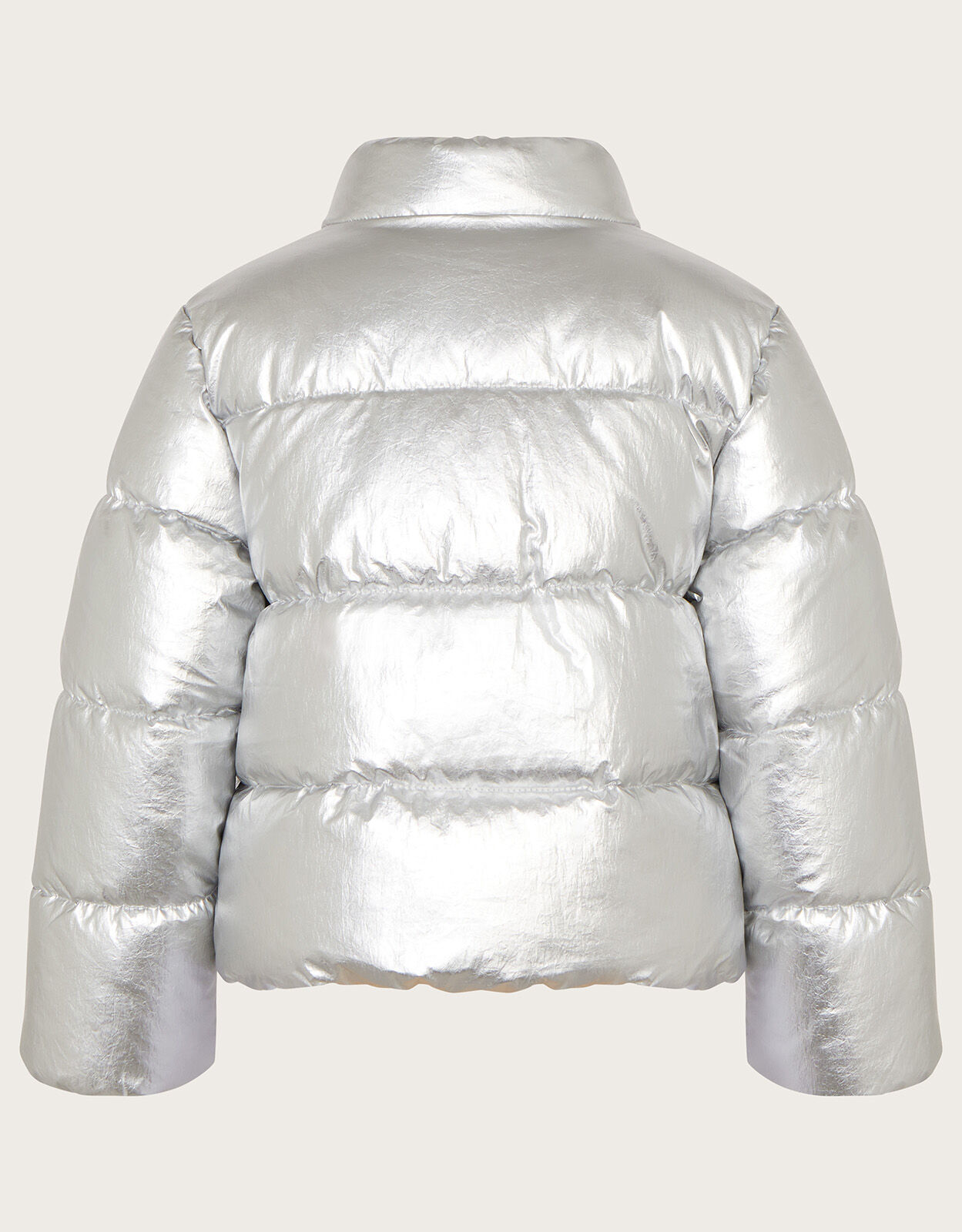 Metallic silver coat sales