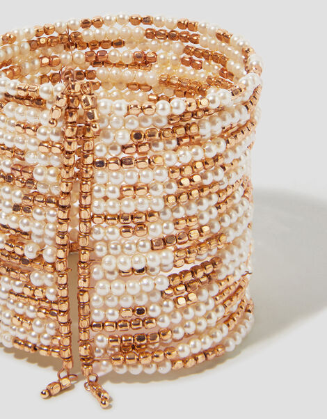 Pearl Beaded Cuff Bracelet, , large