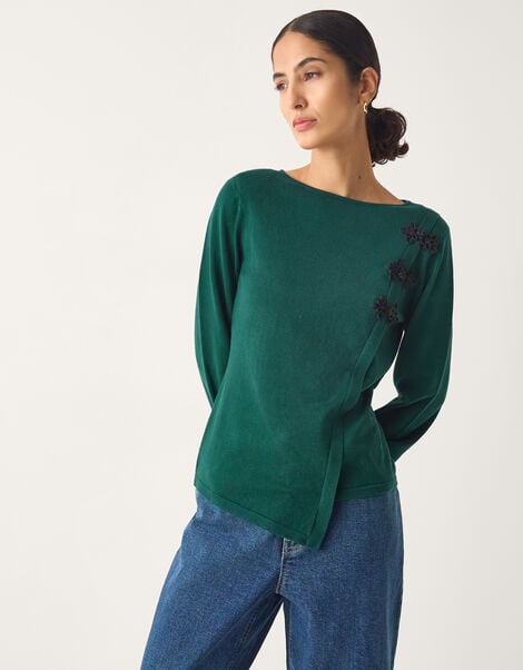 Sofia Asymmetrical Button Jumper, Teal (TEAL), large