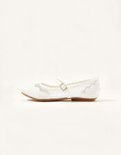 Lace Scallop Ballerina Flats, Ivory (IVORY), large