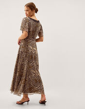 Annie Animal Print Midi Dress, Brown (BROWN), large
