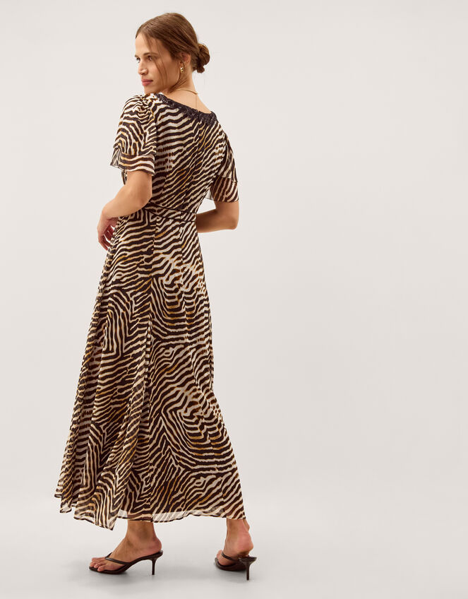 Annie Animal Print Midi Dress, Brown (BROWN), large