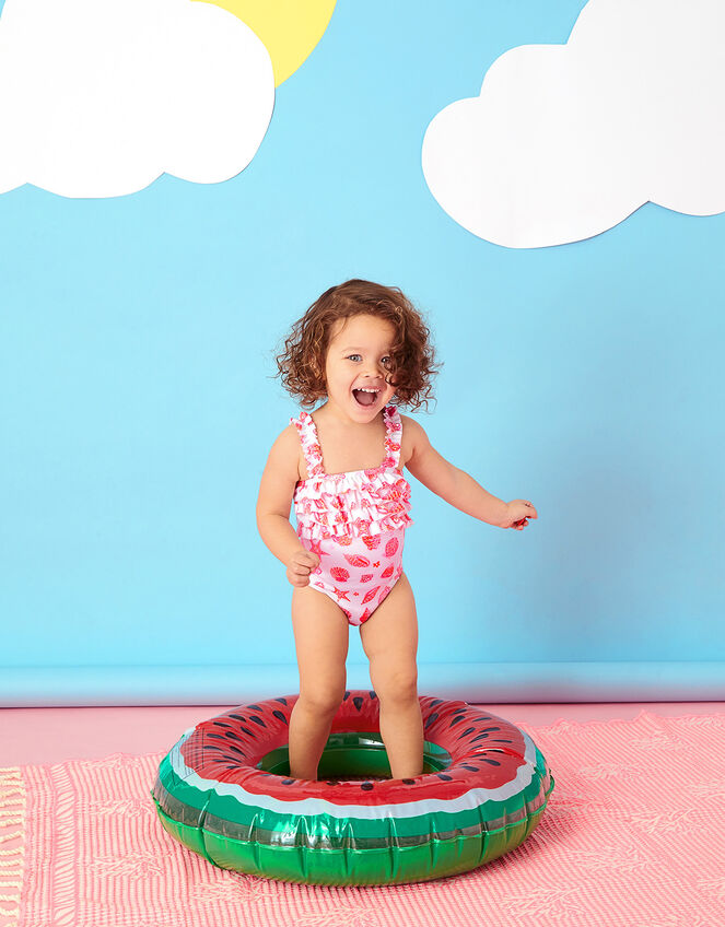 Baby Seashell Multi Ruffle Swimsuit, Orange (ORANGE), large