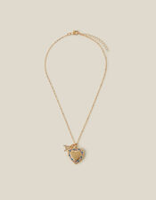 Initial Sparkle Heart Locket Necklace, Gold (GOLD), large