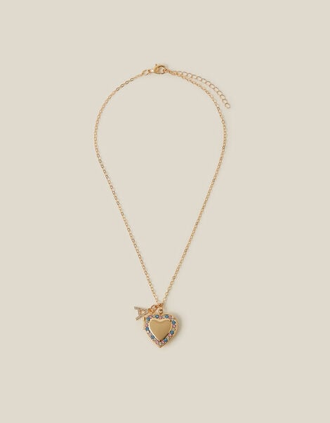 Initial Sparkle Heart Locket Necklace, Gold (GOLD), large