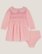 Baby Floral Smocked Dress & Briefs Set, Pink (PINK), large