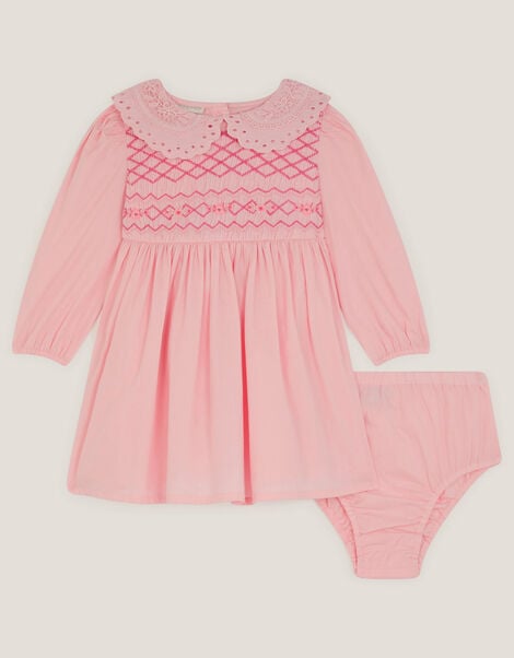 Baby Floral Smocked Dress & Briefs Set, Pink (PINK), large