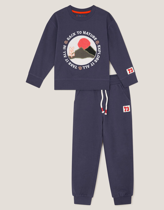 Back To Nature Sweatshirt and Joggers Set, Blue (BLUE), large