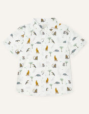 Wild Animal Print Shirt, White (WHITE), large