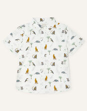 Wild Animal Print Shirt, White (WHITE), large
