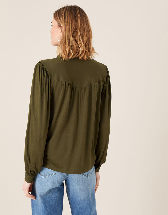 Penny Long Sleeve Shirt with LENZING™ ECOVERO™, Green (KHAKI), large