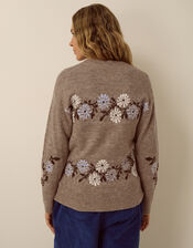 Flic Floral Embroidered Jumper, Mink (MINK), large