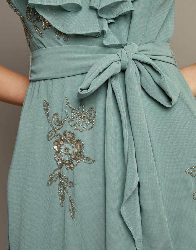 Ausha Floral Embellished Maxi Wrap Dress, Green (GREEN), large