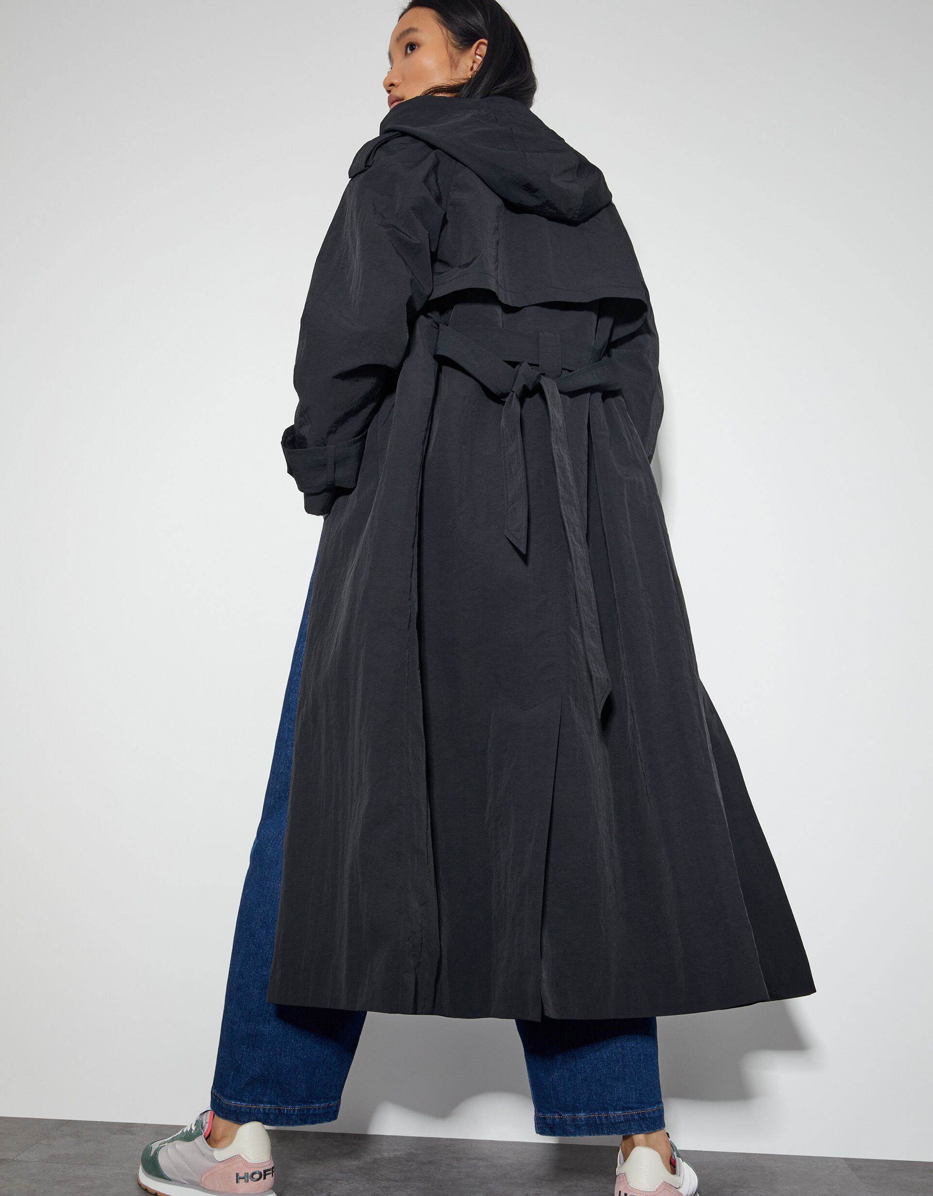 Mimi Longline Trench Coat Black
