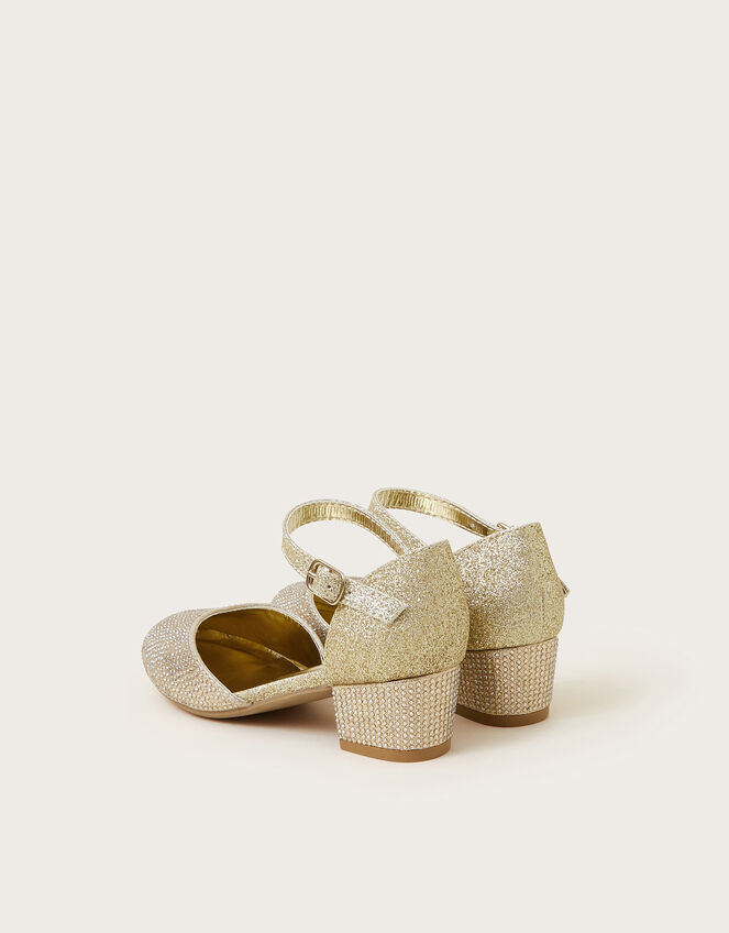 Diamante Glitter Two-Part Heels, Gold (GOLD), large
